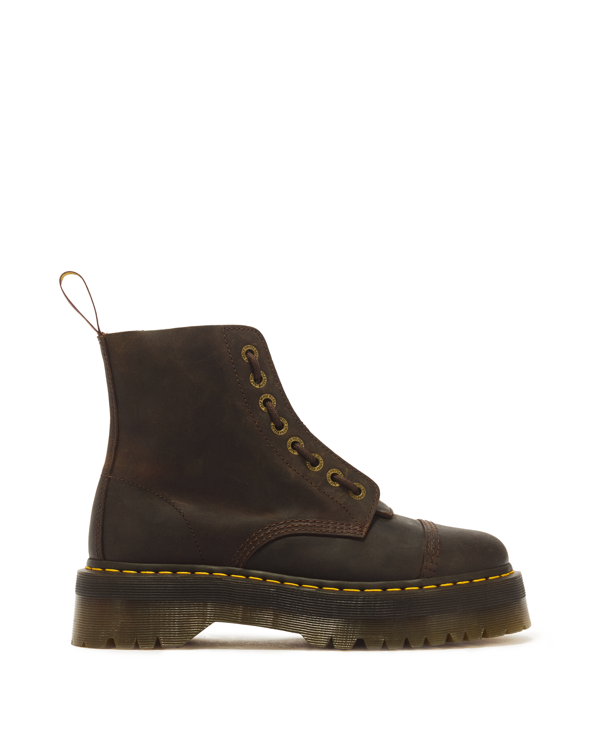 Dr. Martens Sinclair 40910200 Donna Marrone - Stivale Platform Pelle Crazy Horse Zip