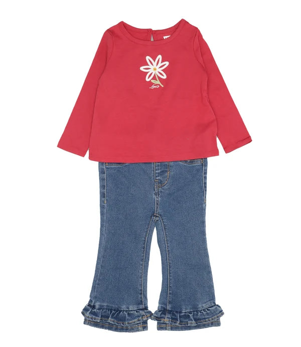 Levi's completo bimba t-shirt e jeans 1ER589 R2G rosso