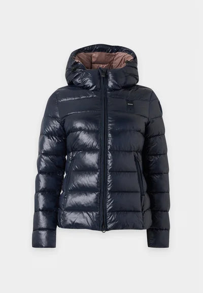 Blauer piumino donna con cappuccio 26WBLDC02070-006648 888 blu