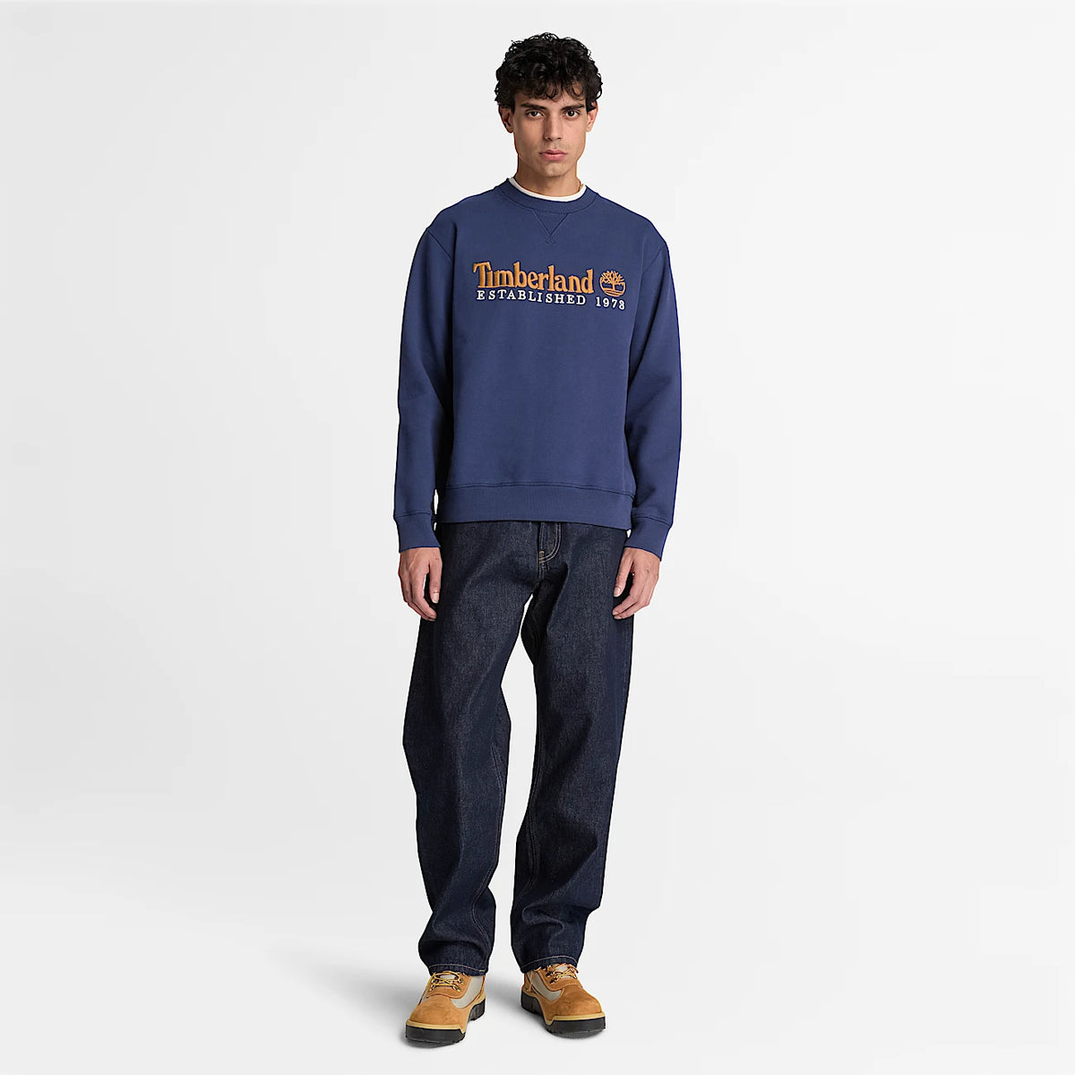 Timberland  felpa girocollo da uomo1973 Embroidered Logo ricamato TBC0YHB7 AIH blu