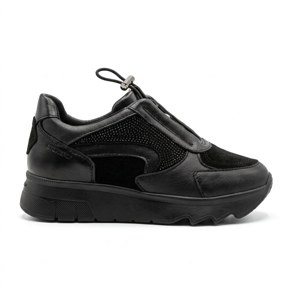 Stonefly Scarpa da donna con laccio elastico e cerniera Spock 52 224320 000 nera