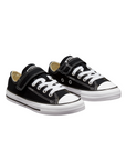 Converse scarpa sneaker da ragazzi con laccio elastico e velcro Chuck Taylor All Star 372881C nero bianco