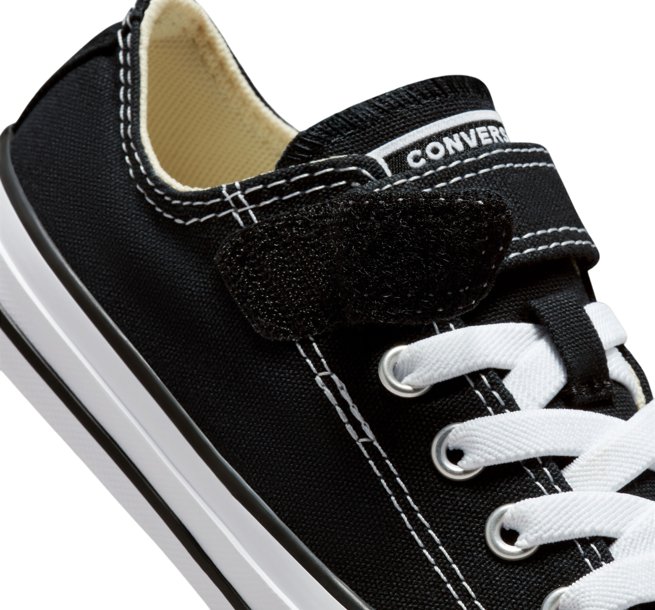 Converse scarpa sneaker da ragazzi con laccio elastico e velcro Chuck Taylor All Star 372881C nero bianco