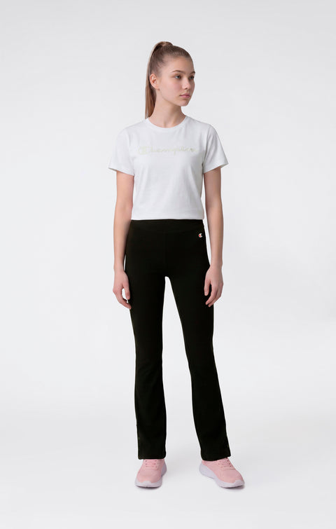Champion pantalone sportivo Flare da ragazza in cotone elasticizzato 405418-KK001 nero