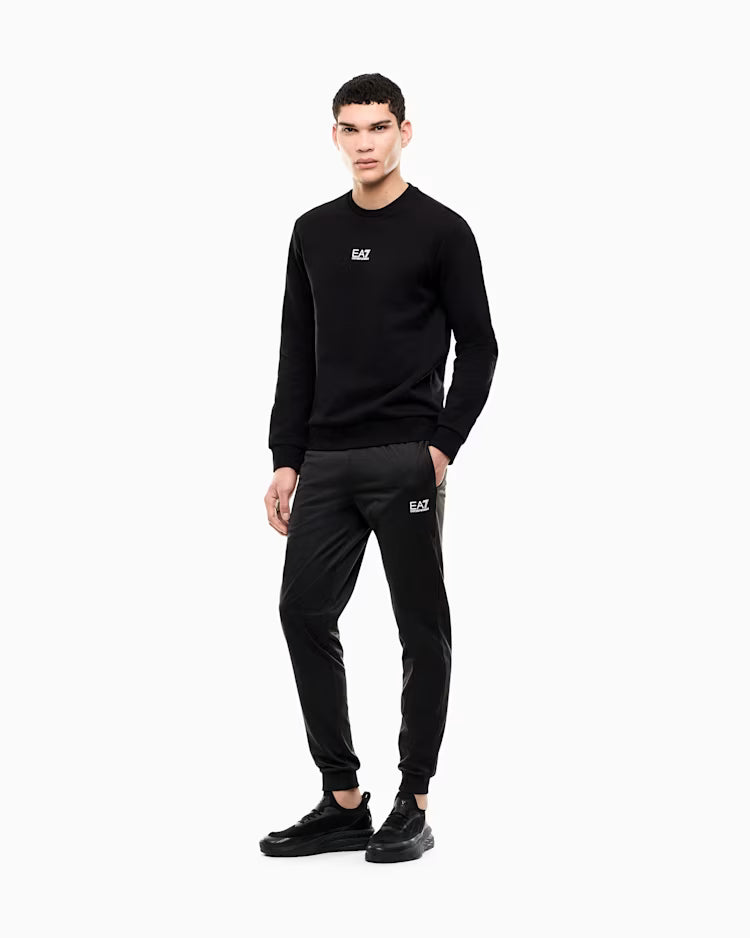 EA7 ARMANI Felpa girocollo da uomo con logo sul petto Core Identity 8NPM34 PJVTZ 1200 nero