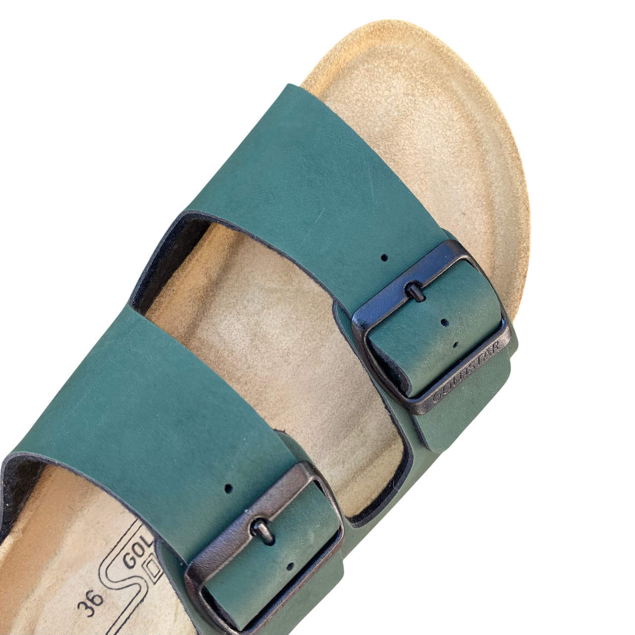 Godlstar ciabatta da donna con plaltare anatomico e 2 fasce con fibbie GS823 verde