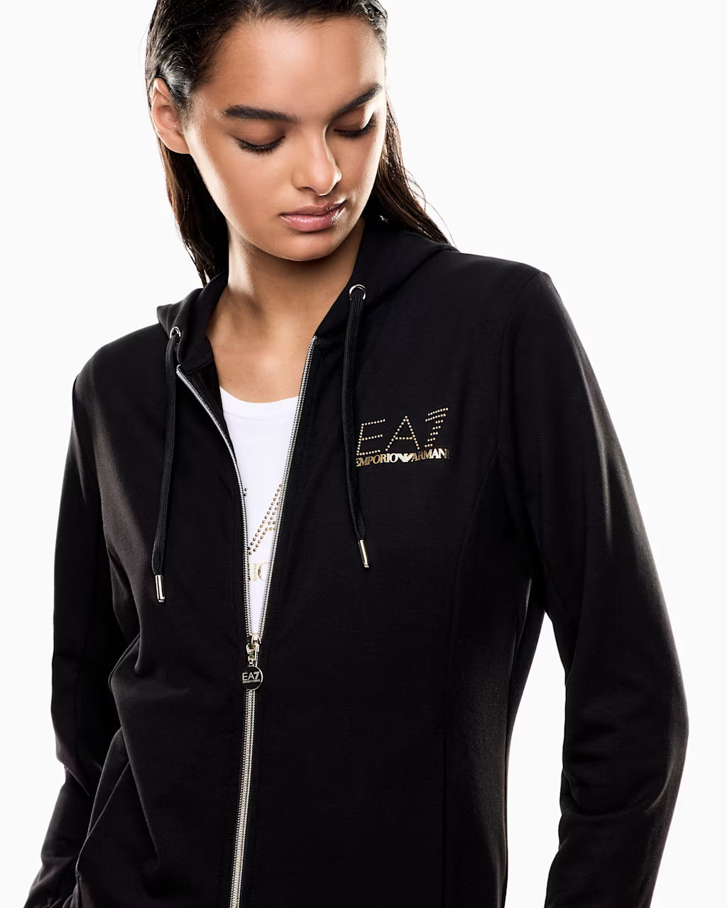 EA7 ARMANI tuta sportiva da donna con cappuccio 8NTV51 TJ9RZ 1200 nera