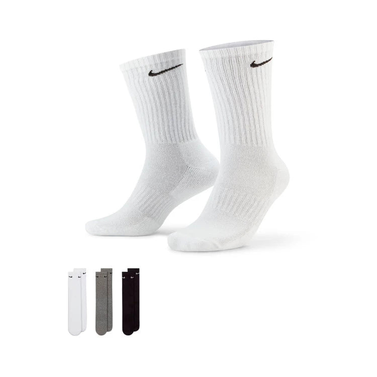 Nike Everyday Cushioned SX7664-964 Unisex Bianco Nero Grigio - Calze 3 Paia