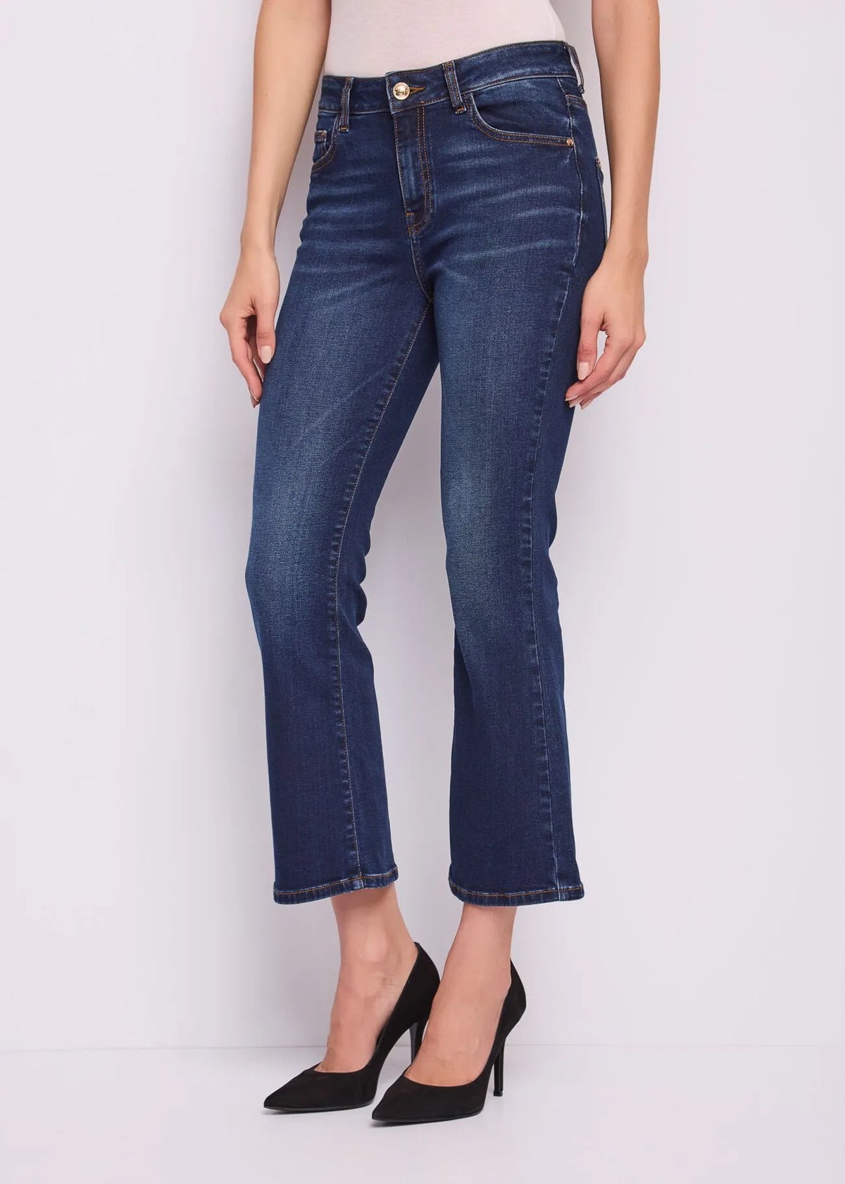 Gaudì pantalone jeans 5 tasche da donna flare cropped 621BD26033 blu