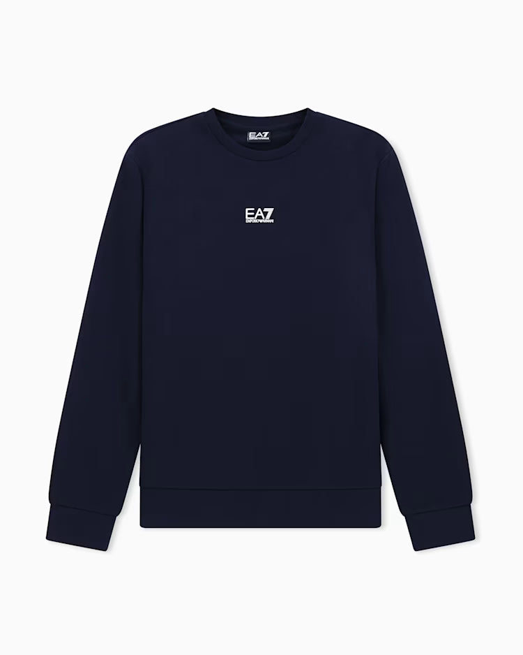 EA7 ARMANI Felpa girocollo da uomo con logo sul petto Core Identity 8NPM34 PJVTZ 1562 blu