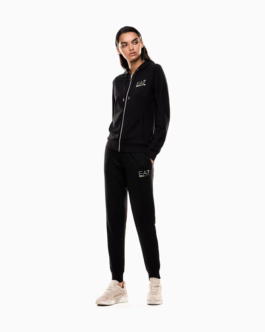 EA7 ARMANI tuta sportiva da donna con cappuccio 8NTV51 TJ9RZ 1200 nera