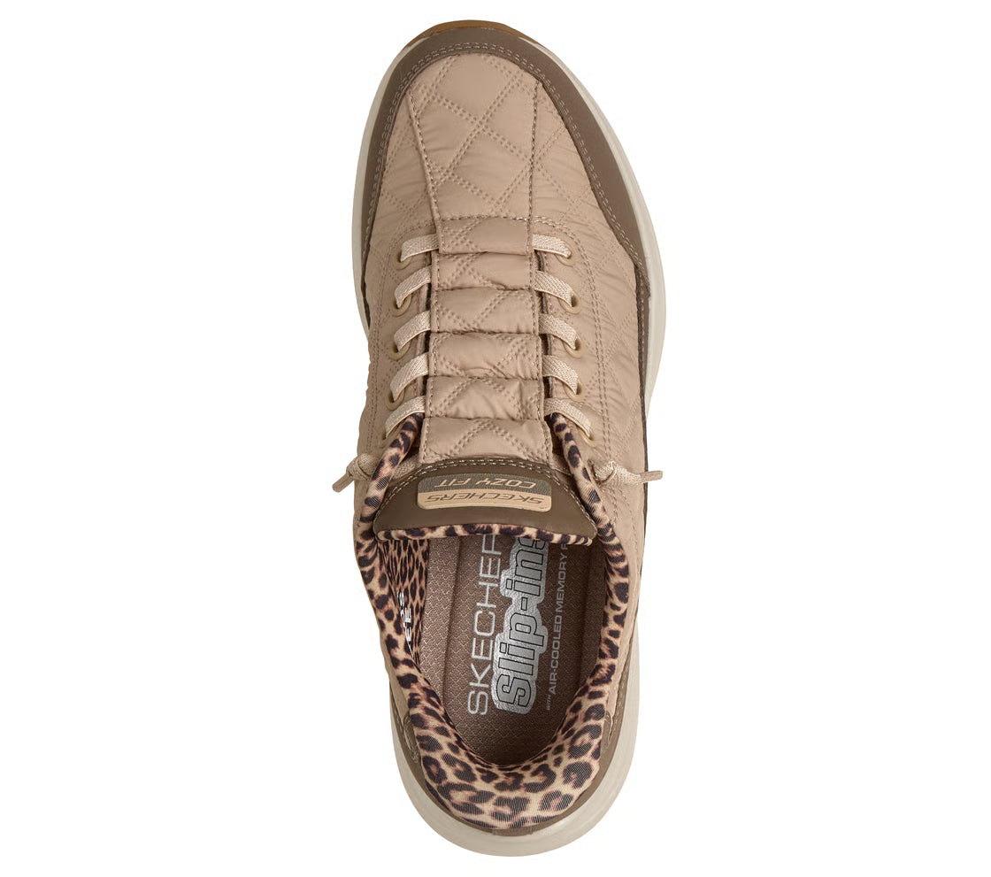 Skechers scarpa sneakers da donna Slip-ins Contour Foam Cozy Fit Leopard Dream150419-BRN marrone