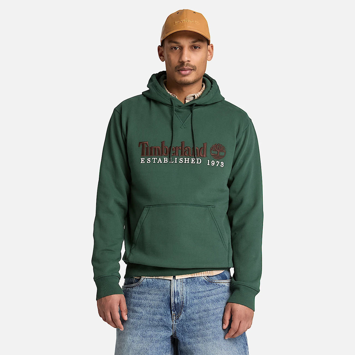 Timberland  felpa con cappuccio da uomo1973 Embroidered Logo ricamato TBC0YHB6 398 verde