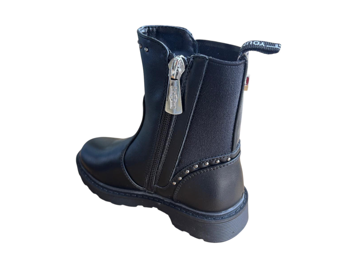 Cult stivale bimbo senza laccio con borchie, elastico e cerniera laterale T-712 25-30 nero