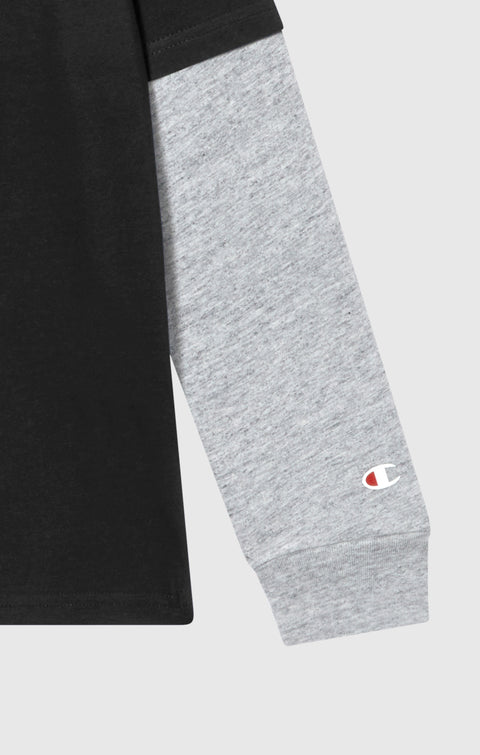 Champion T-shirt manica lunga da ragazzo in cotone leggero 307324-KK002 nero