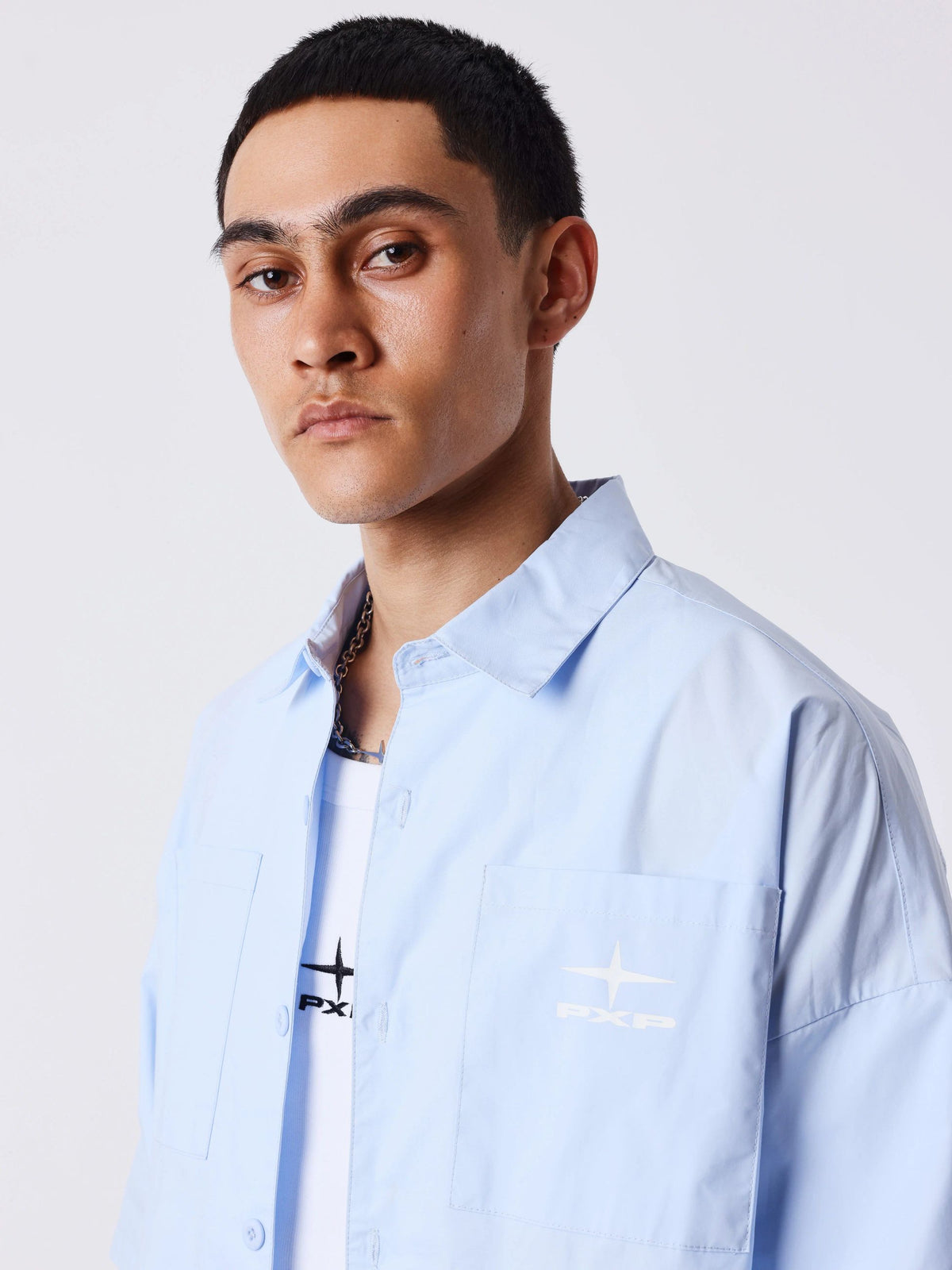 PxP Camicia doppia manica elegante 2633311 celeste