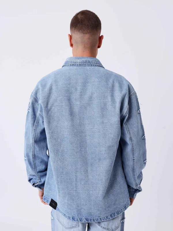 PXP Camicia overshirt in denim con inserti Polaris 2693130 JMC blu
