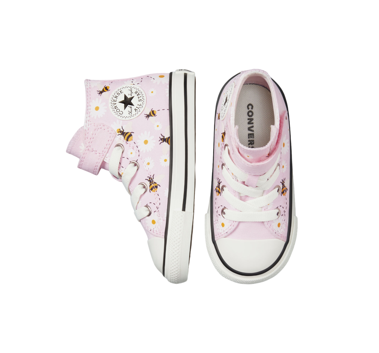 Converse scarpa in tela alta Chuck Taylor All Star Easy-On Bees A01620C rosa bianco nero