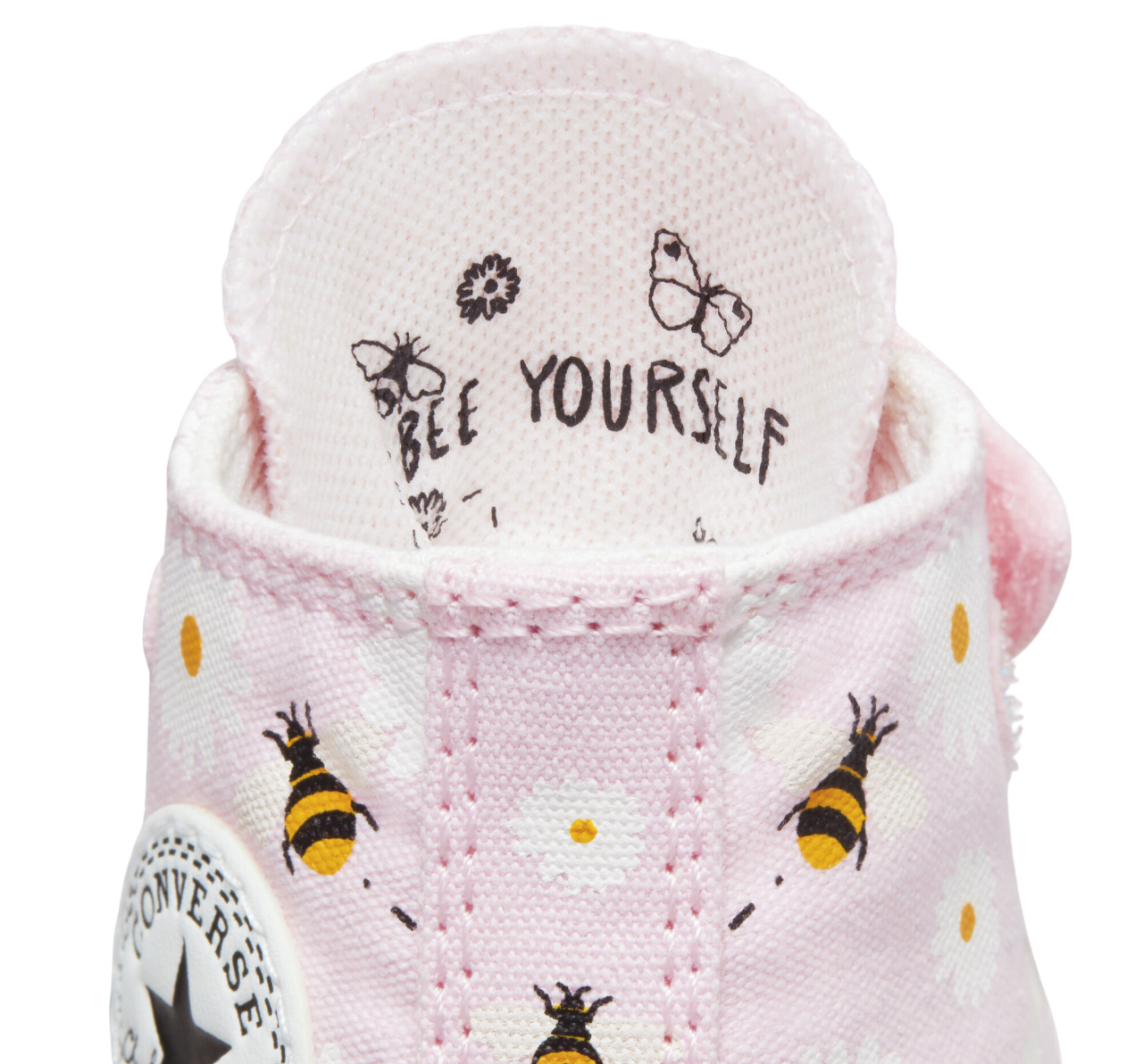 Converse scarpa in tela alta Chuck Taylor All Star Easy-On Bees A01620C rosa bianco nero