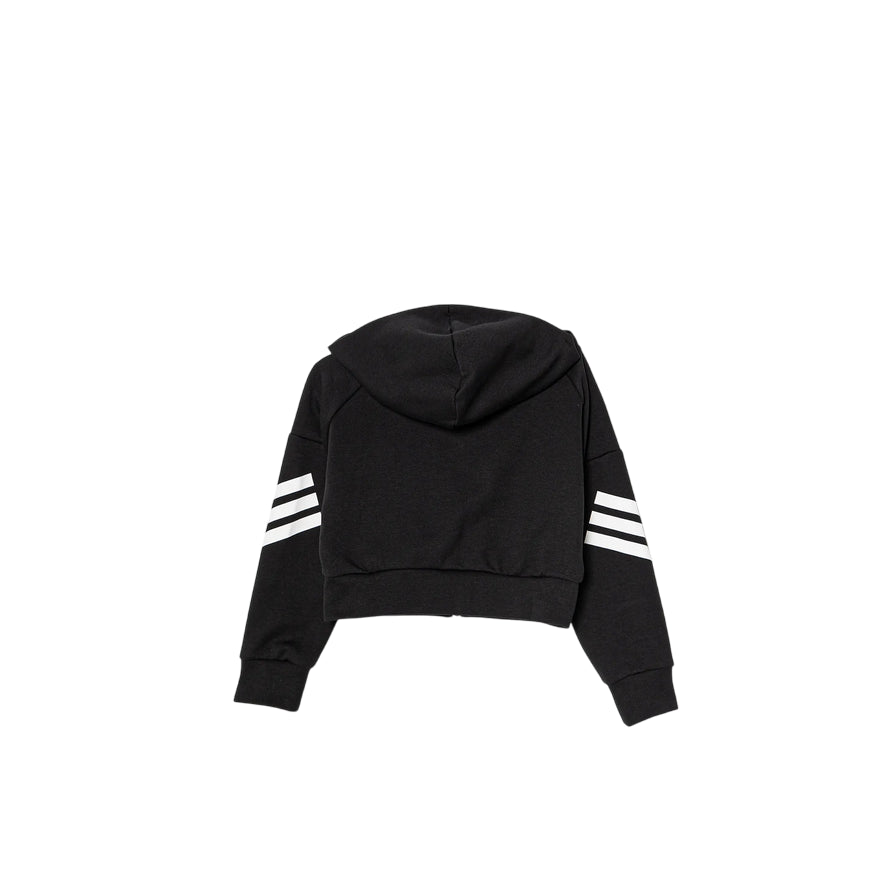 Adidas Felpa con cappuccio e cerniera FT 3 STRIPES JJ4847 Nera - Stile e Comfort per Ragazze - posteriore