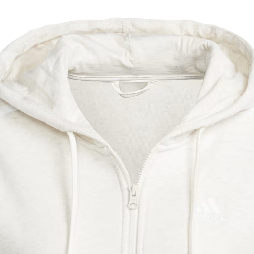 Adidas Felpa da donna con cappuccio e cerniera intera con 3 Strisce IM0239 bianco latte