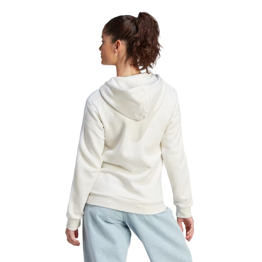 Adidas Felpa da donna con cappuccio e cerniera intera con 3 Strisce IM0239 bianco latte