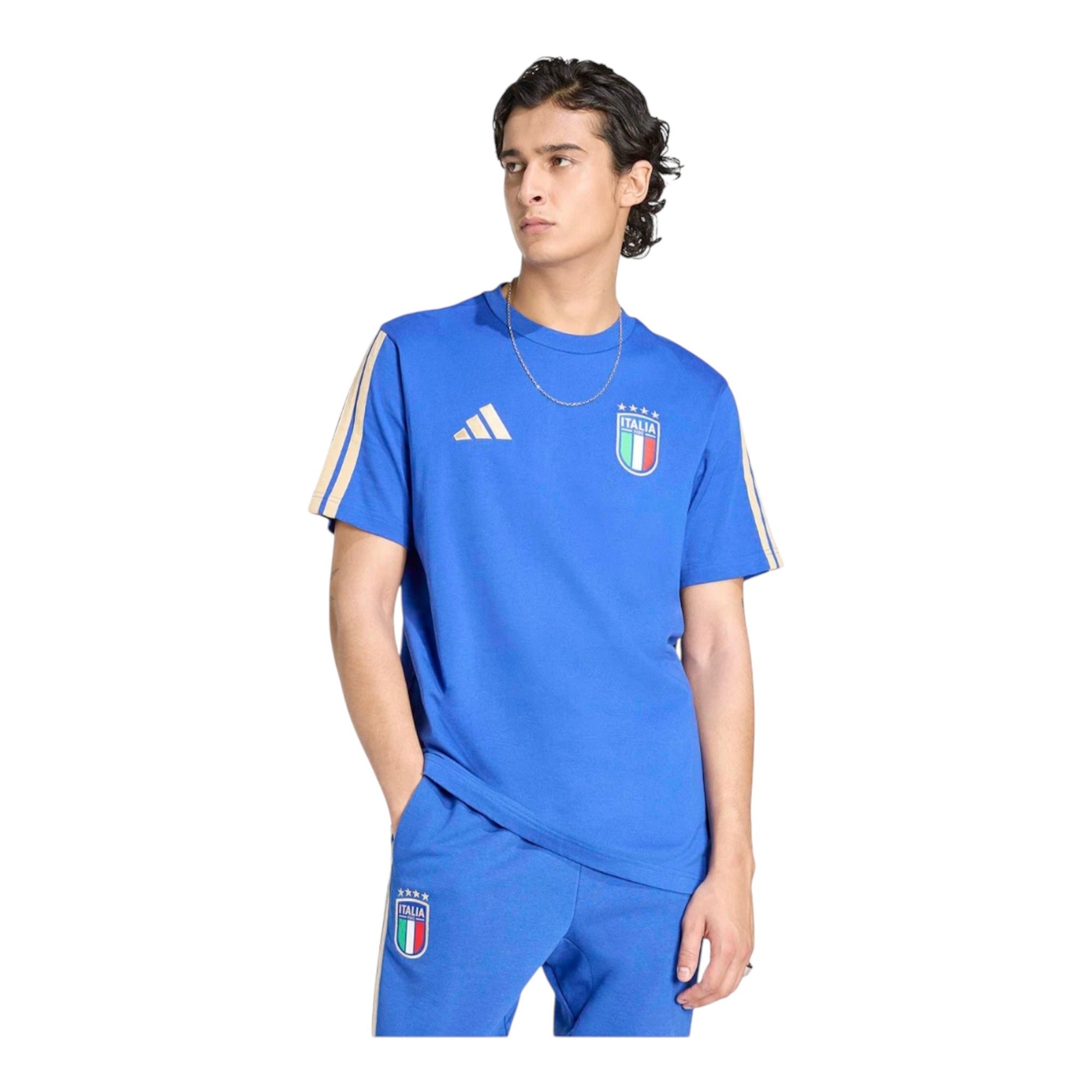 Adidas Maglietta FIGC DNA JZ2064 Azzurra indossata