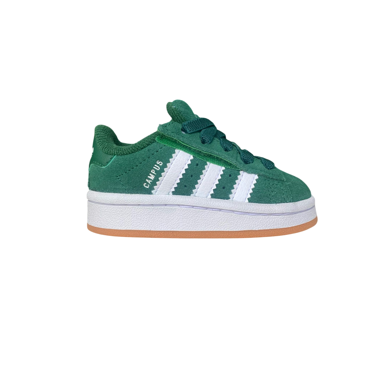 Adidas Originals scarpa sneakers da bambino con strappo e laccio elastico Campus 00s JI4333 verde-bianco