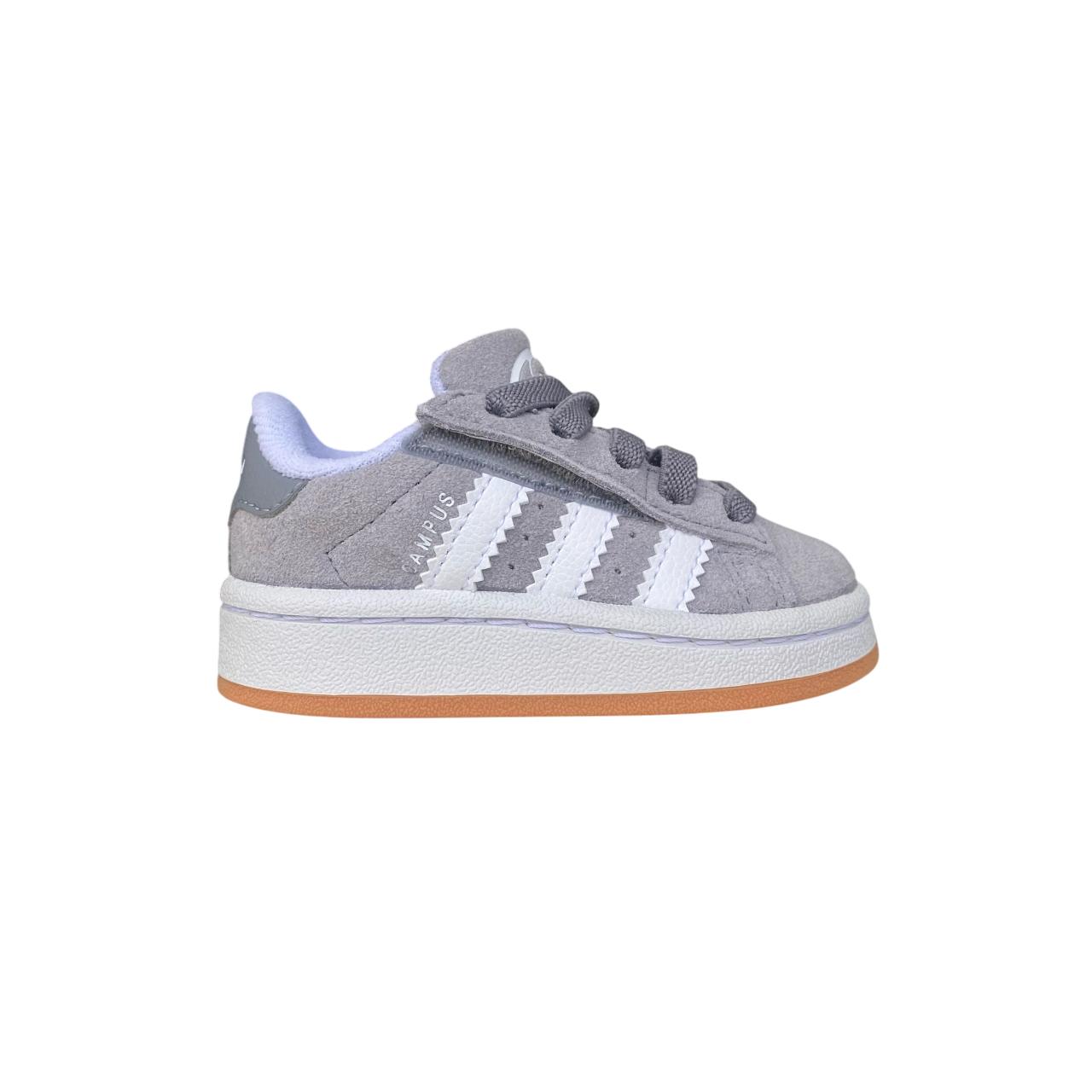 Adidas Originals scarpa sneakers da bambino con strappo e laccio elastico Campus 00s JI4334 grigio-bianco