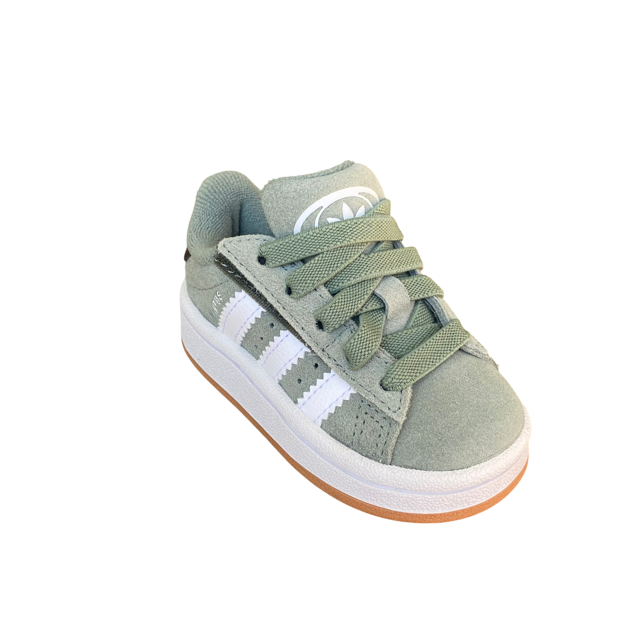 Adidas Originals scarpa sneakers da bambino con strappo e laccio elastico Campus 00s JP5512 verde-bianco