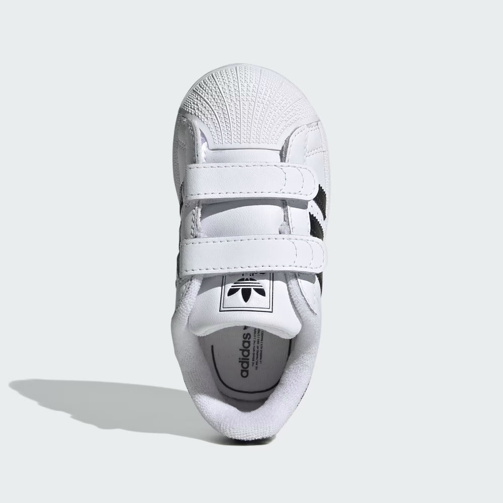 Adidas Originals scarpa sneakers infant con velcro Superstar II JI3990 bianco-nero vista dall'alto