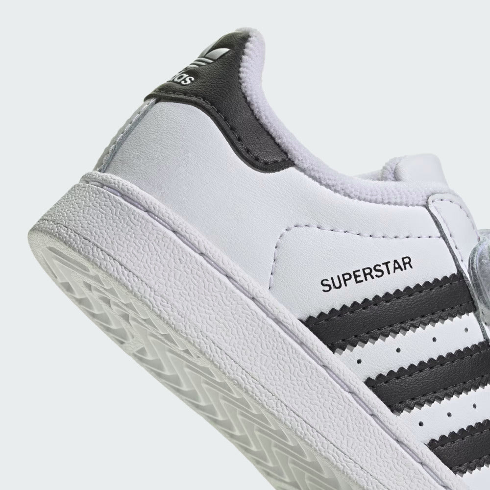 Adidas Originals scarpa sneakers infanti con velcro Superstar II JI3990 bianco-nero vista logo