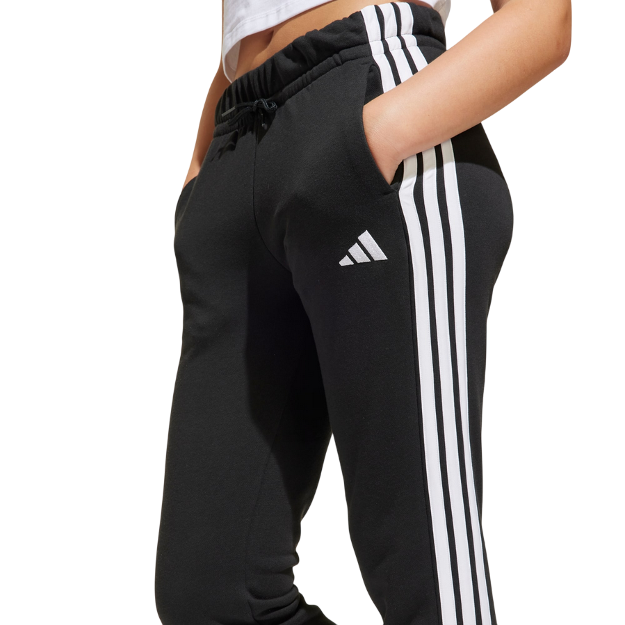 Pantalone sportivo Adidas Junior Essentials JJ3449 nero per bambina, abbigliamento sportivo di qualità - logo