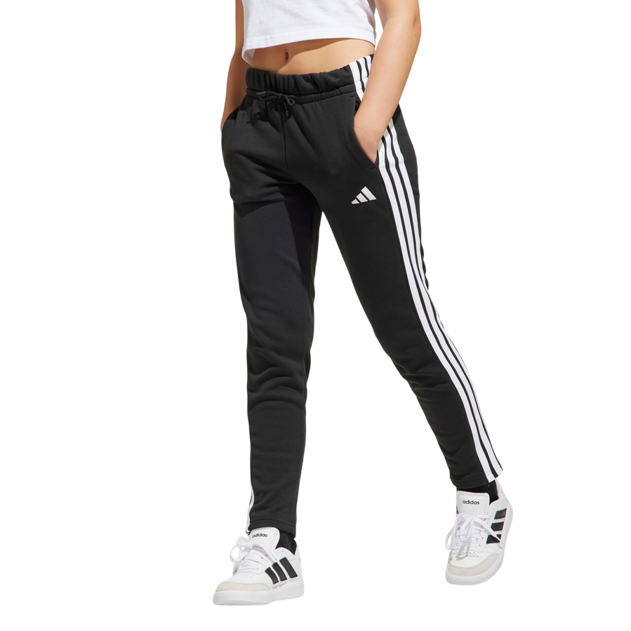 Pantalone sportivo Adidas Junior Essentials JJ3449 nero per bambina, abbigliamento sportivo di qualità - frontale