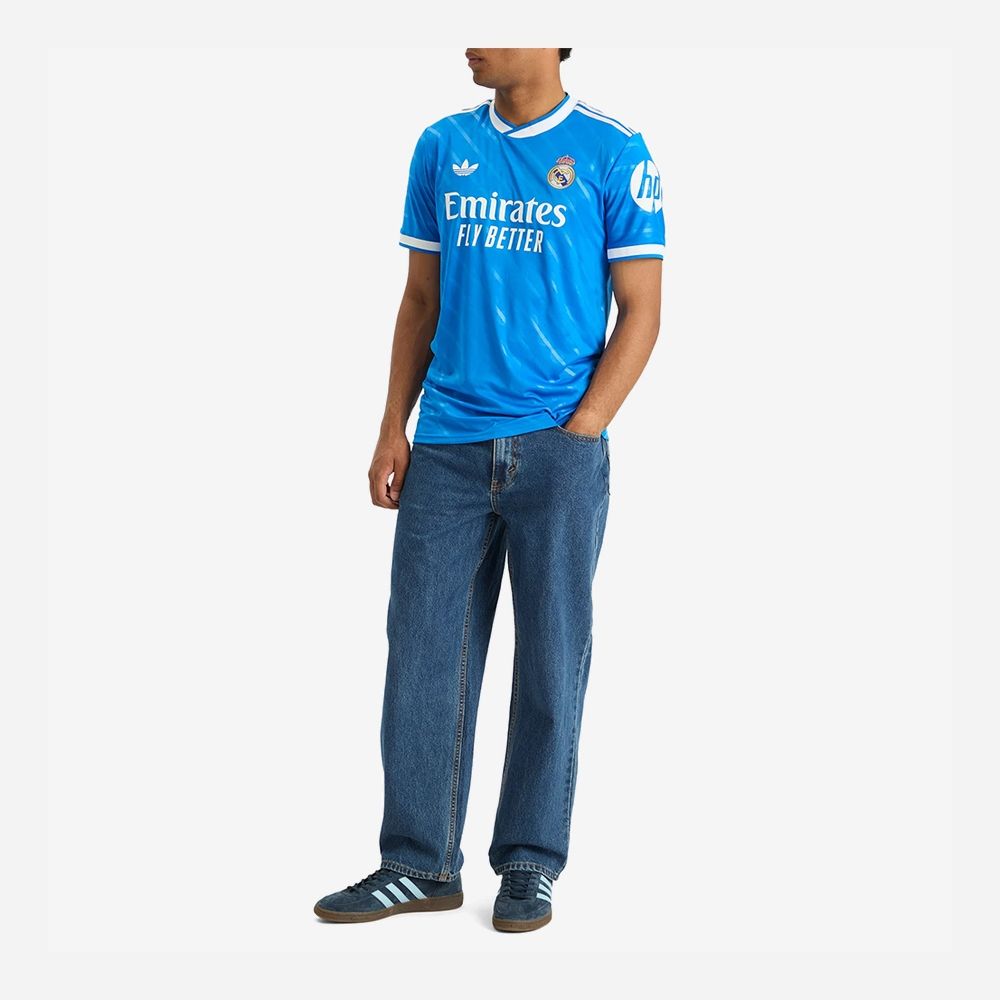Adidas Real Madrid Maglia 3 JV5845 Azzurro - Maglia calcio uomo con logo Trefoil