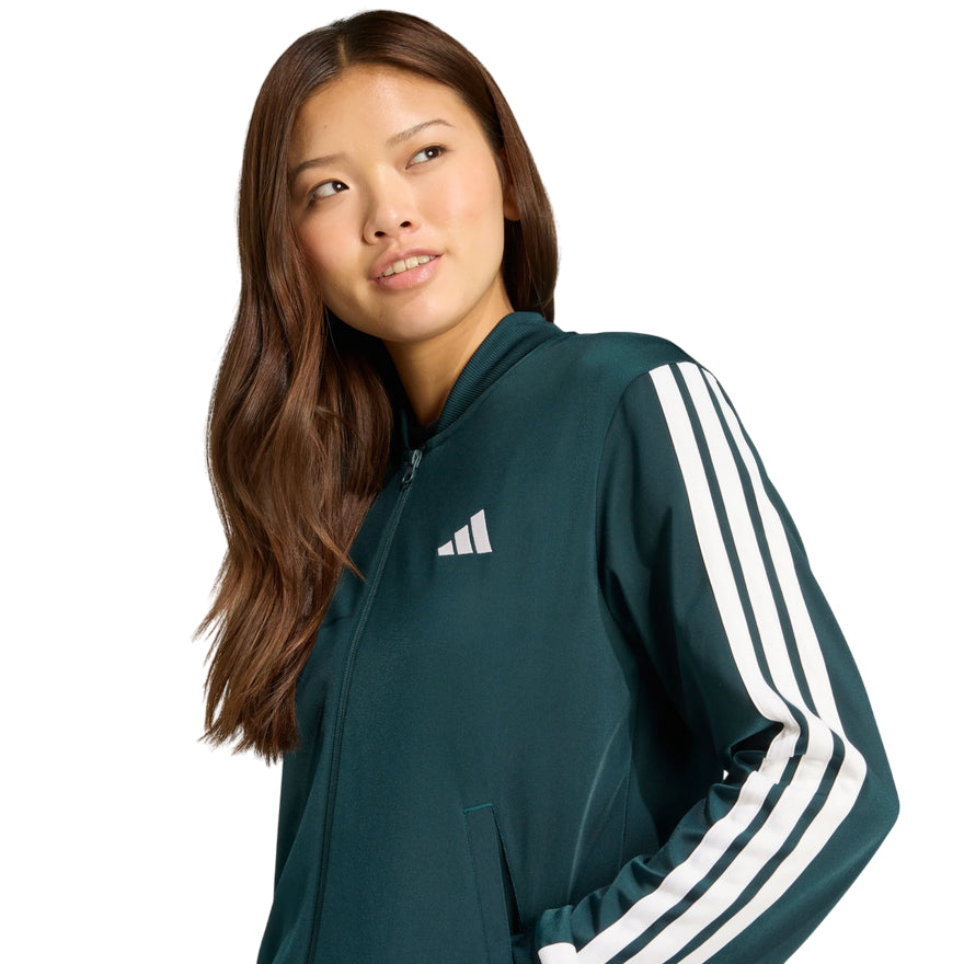 Adidas Tuta Essentials 3-Stripes Donna Verde - Design Iconico e Comfort Quotidiano JX0505 - logo