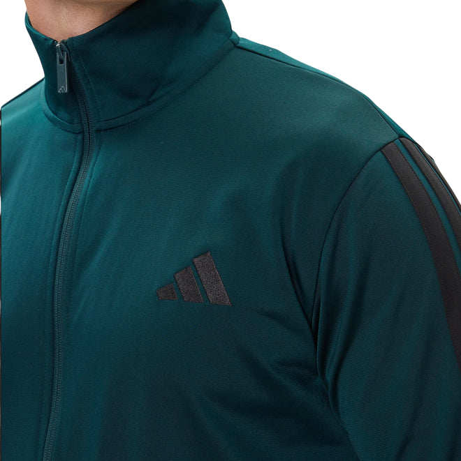 Adidas Tuta sportiva Basic 3 Strisce Tricot Track Suit JX5502 Aurora Ivy - Dettaglio Logo Ricamato