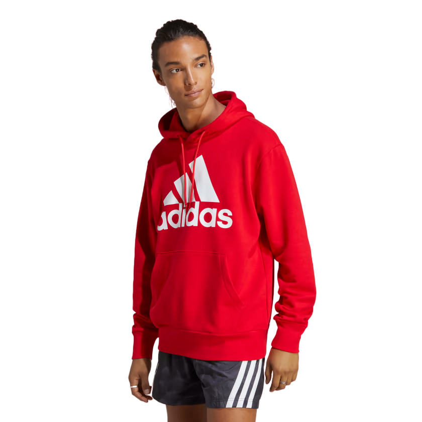 Adidas felpa con cappuccio da uomo Essentials Grande Logo IC9365 rosso sportiamo 1