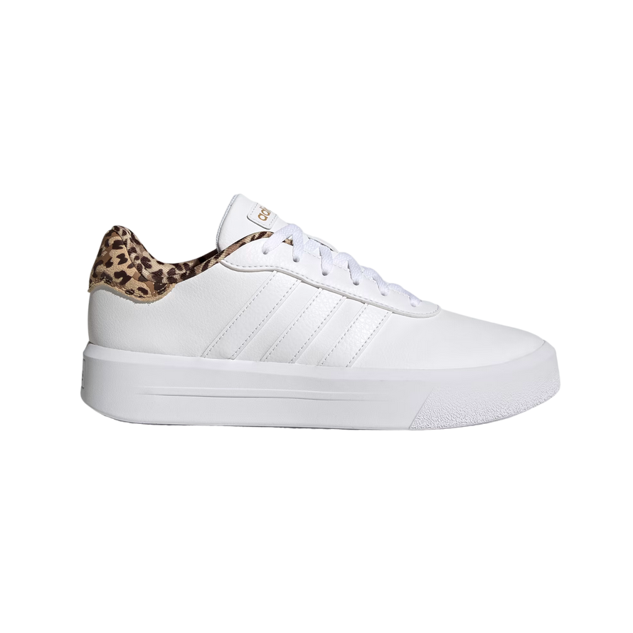 Adidas scarpa sneakers da donna con zeppa Court Platform GW9786 bianco-oro