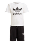 Adidas completo da ragazzo t-shirt e pantaloncino H25274 bianco nero