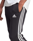 Adidas pantalone sportivo felpato co 3Strisce e polsino alla caviglia IB4030 nero-bianco