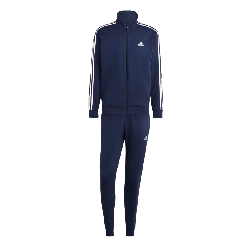 Adidas tuta sportiva Basic 3 strisce in cotone felpato IJ6064 blu