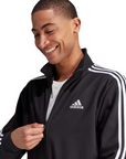 Adidas tuta sportiva da uomo Basic 3-Stripes Fleece IJ6067 nero-bianco