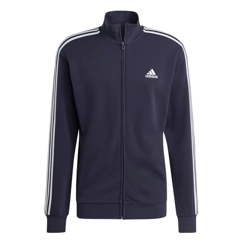 Adidas tuta sportiva da uomo in cotone garzato con 3 strisce IC6765 blu