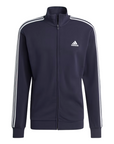 Adidas tuta sportiva da uomo in cotone garzato con 3 strisce IC6765 blu