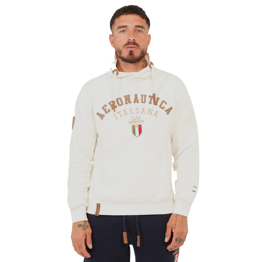 Aeronautica Italiana Felpa Uomo con Cappuccio 011267U LATTE- Stile e Comodità Ineguagliabili