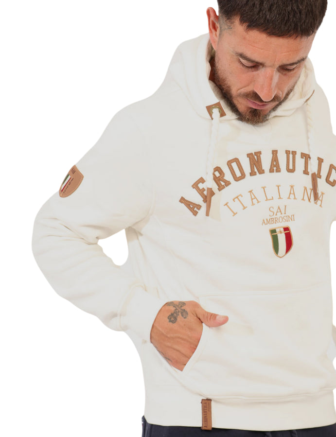 Aeronautica Italiana Felpa Uomo con Cappuccio 011267U LATTE- Stile e Comodità Ineguagliabili - dettaglio