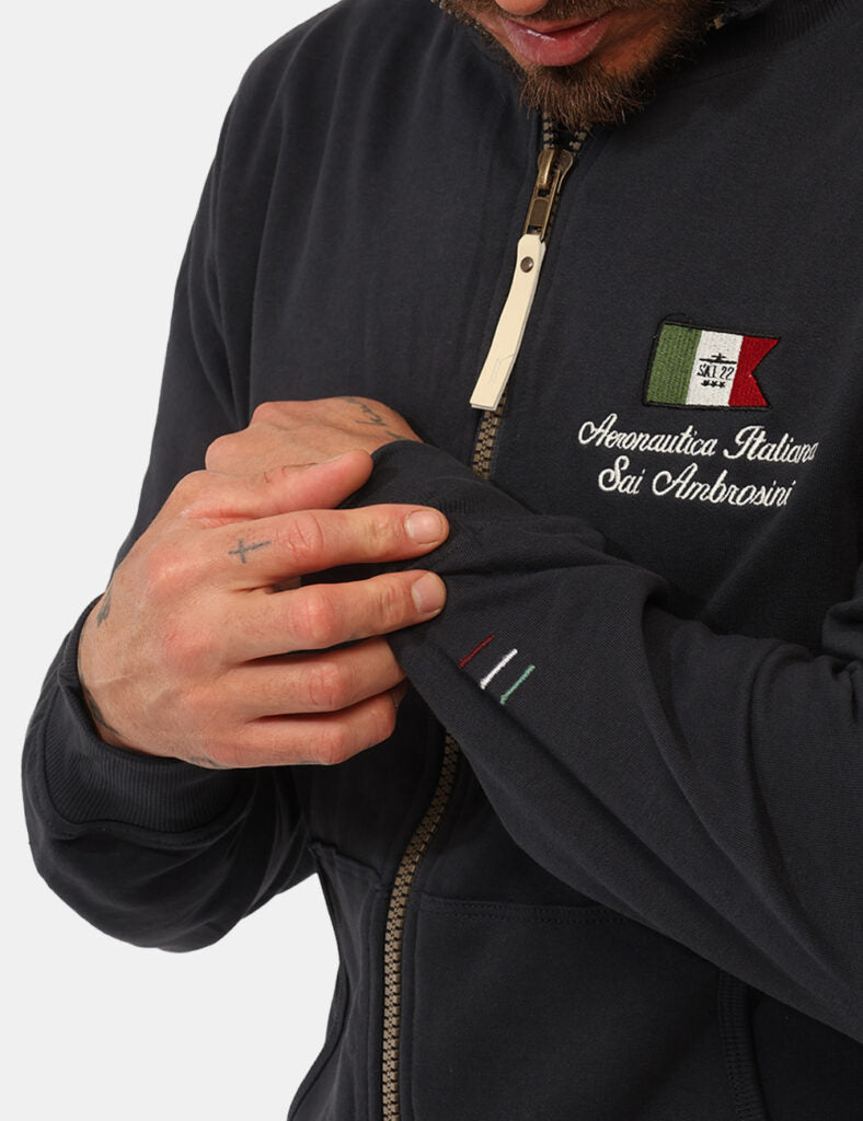 Aeronautica Italiana Felpa Uomo con Cerniera Blu - ARE6FP031093U