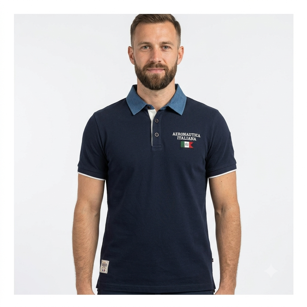 Aeronautica Italiana Polo Manica Corta Uomo Blu - ARE6PL031069U