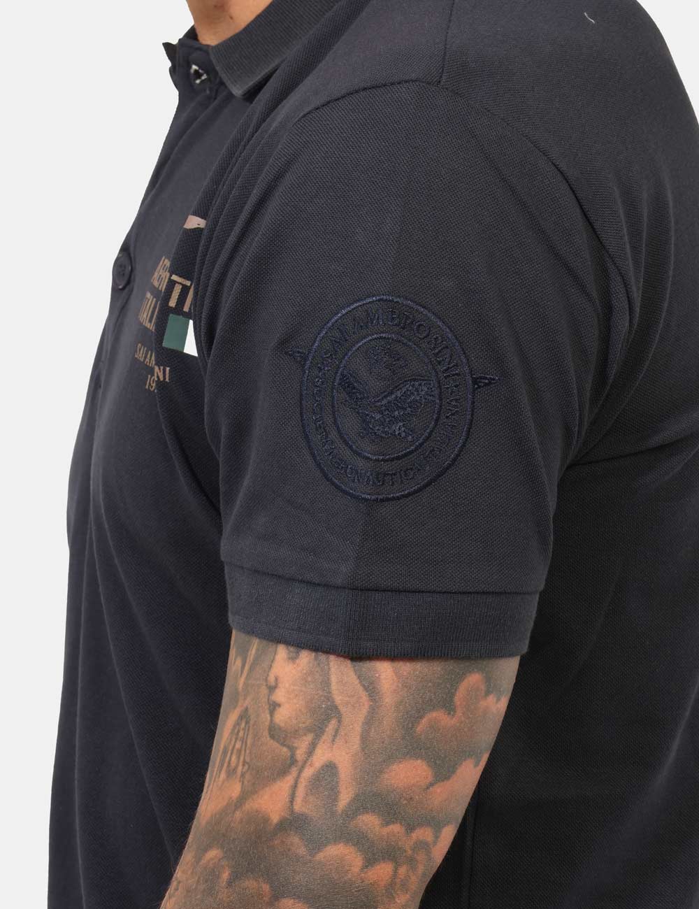 Aeronautica Italiana Polo Piqué Manica Corta Uomo Blu - ARE6PL0312065UNAVY